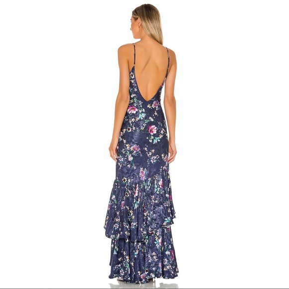 Navy Floral Gown - Picture 3 of 3